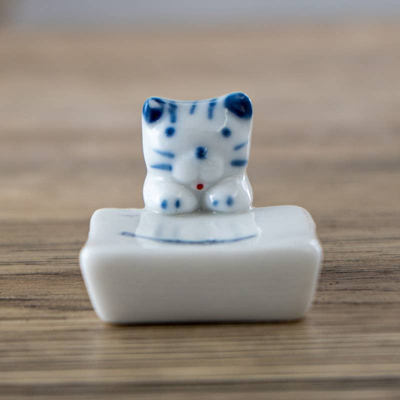 Cat and Fish Porcelain Chopsticks Rest 1.75"L