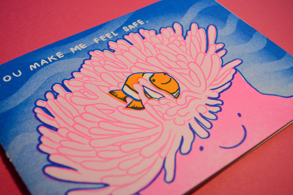 You Make Me Feel Safe Clownfish Anemone Greeting Card