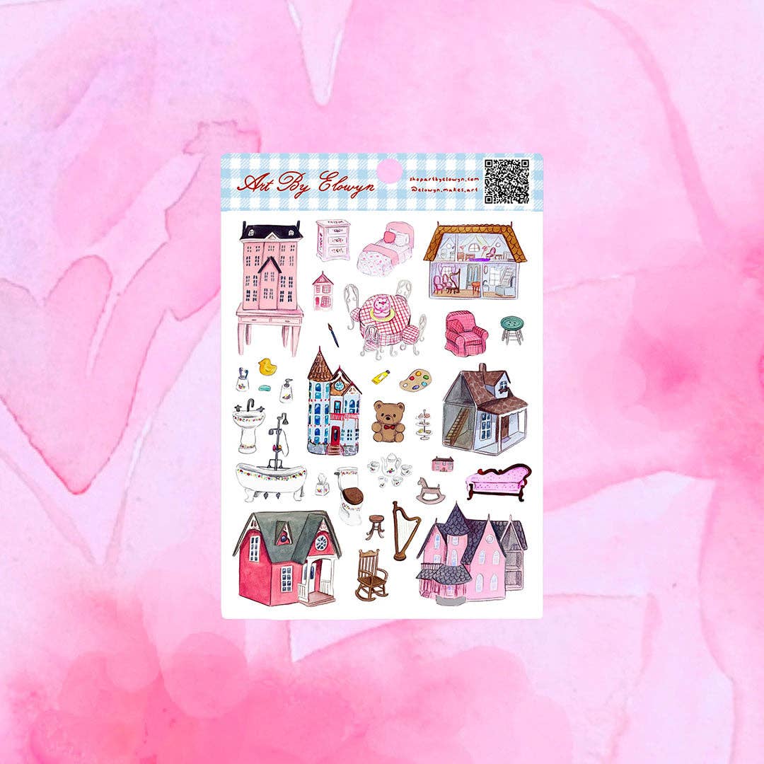 Watercolor Dollhouse Sticker Sheet