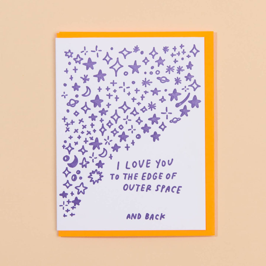 Outer Space I Love You Letterpress Greeting Card