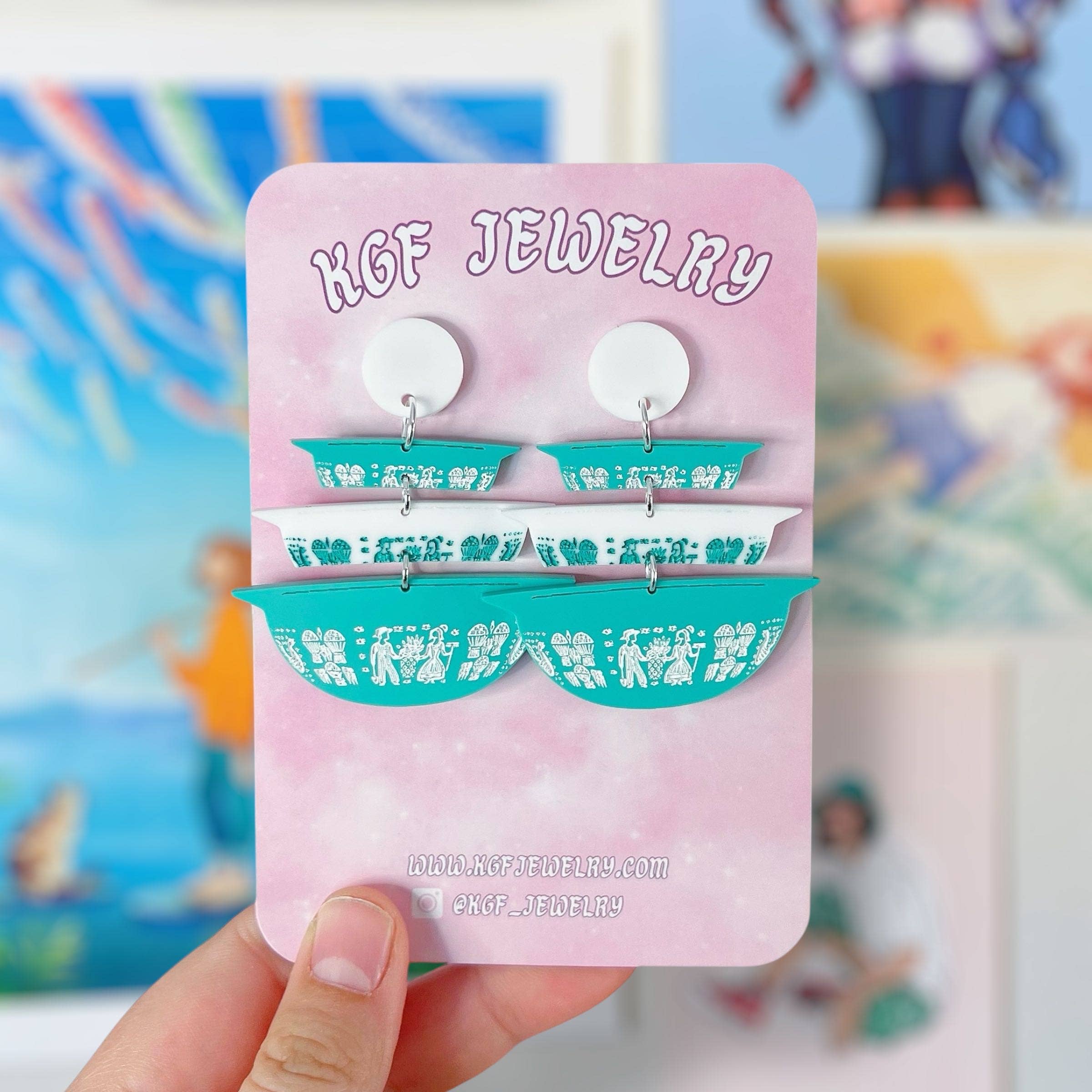 Butterprint Pyrex Handmade Acrylic Earrings & Keychains