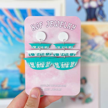 Butterprint Pyrex Handmade Acrylic Earrings & Keychains