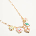 Vintage Fruit Plant Print Enamel Charm Necklace