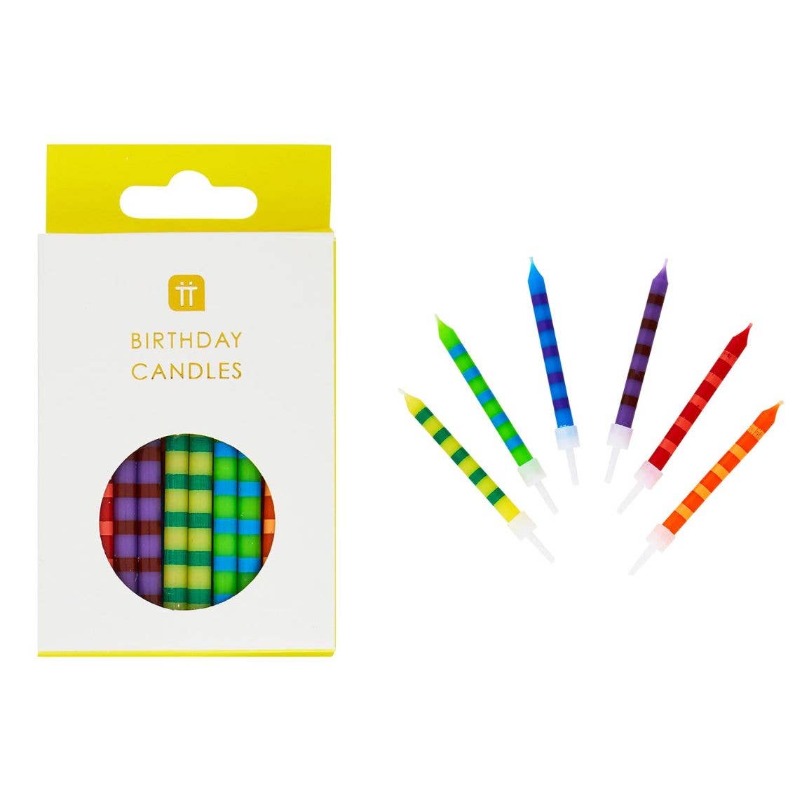 Striped Multicolor Candles - 24 Pack | Cake Candle |