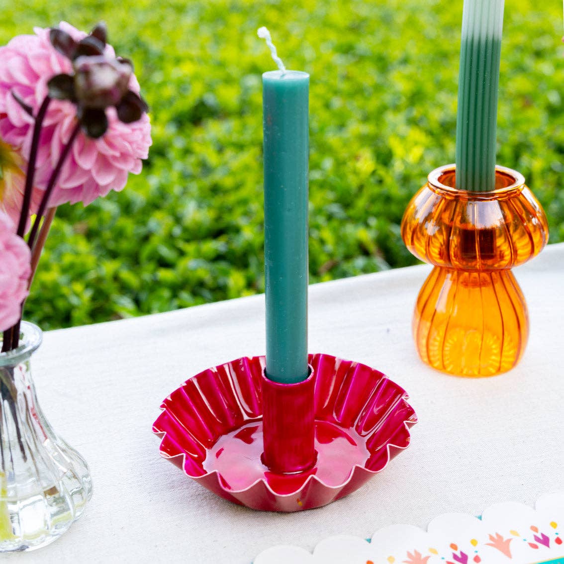Pink Scalloped Metal Candle Holder | Summer Gifts  |
