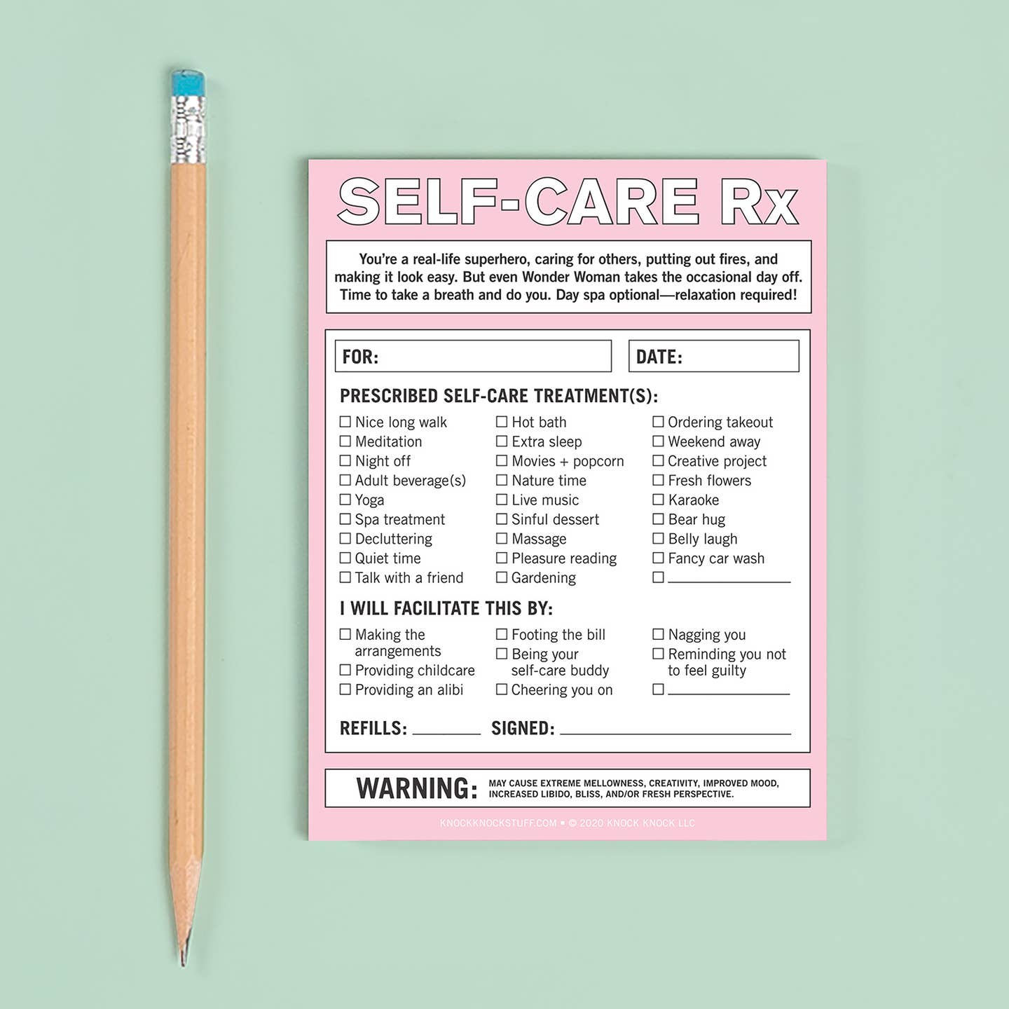 Self Care RX Note Pad