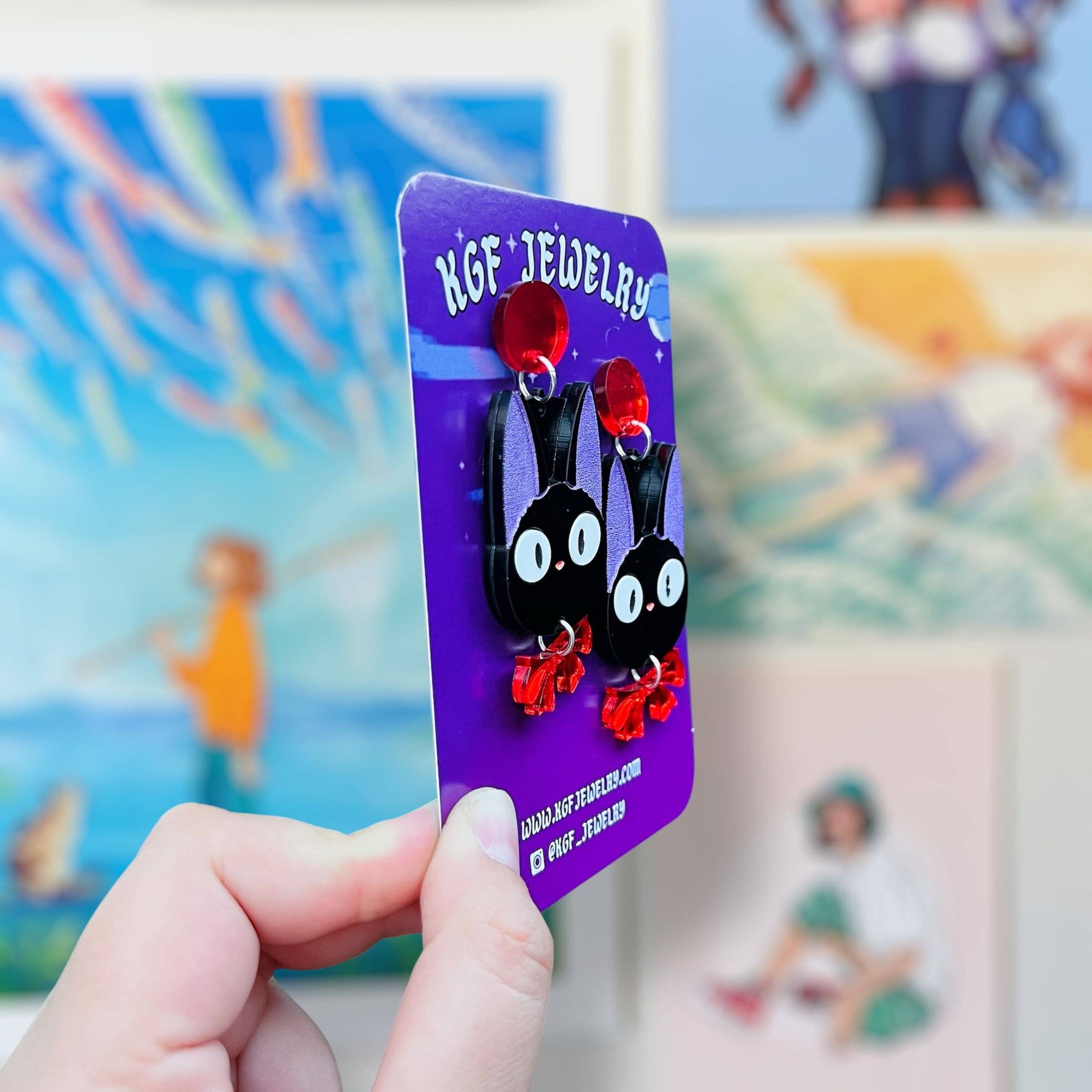 Jiji Cat Handmade Acrylic Earrings & Keychains