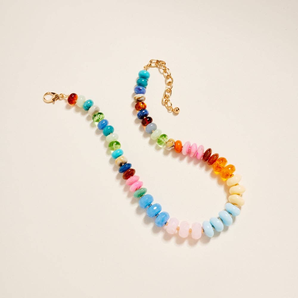 17 Inch Mixed Shaped Colored Resin Bead Necklace