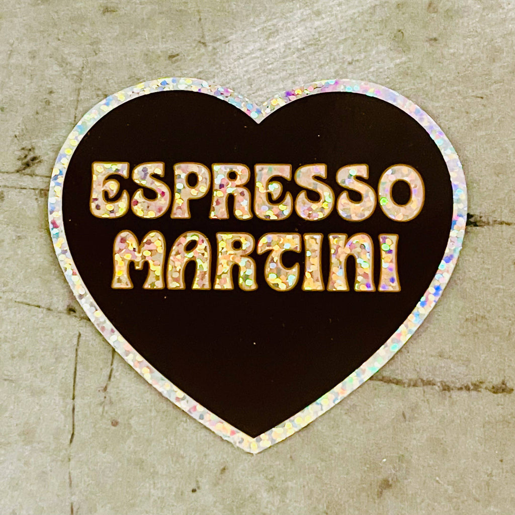 Espresso martini sparkly Heart Sticker restaurant bar gifts