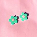 retro daisy stud earrings - seafoam