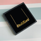 Gin and tonic word Necklace stainless steel gold Bartender