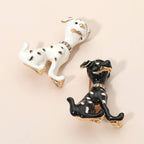 Gold Dipped Enamel Spotted Dog Pin Brooch