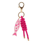 Faux Leather Fish Charm Braided Knot Rope Bag Charm Keychain