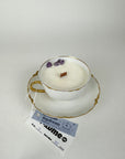 Lavender - Organic Soy Wax Candle, Vintage Teacup and Saucer with Gold Accents