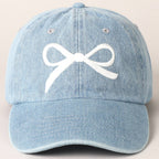 Trendy Bow Embroidered Denim Baseball Cap