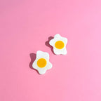 fried egg polymer clay earring