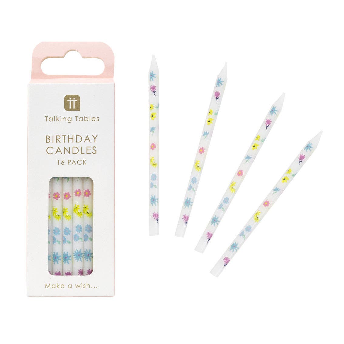 Pastel Floral Birthday Candles - 16 Pack | Cake Candles |