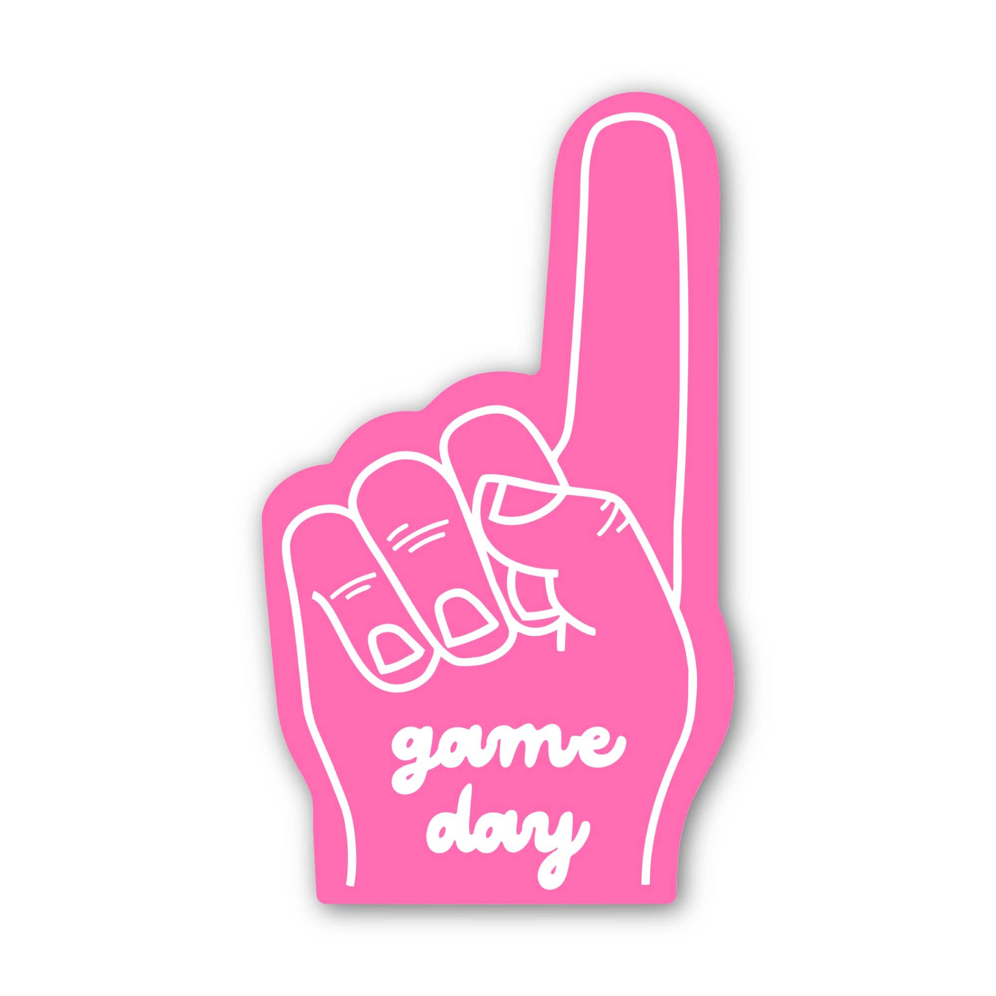 Game day foam finger sticker - pink