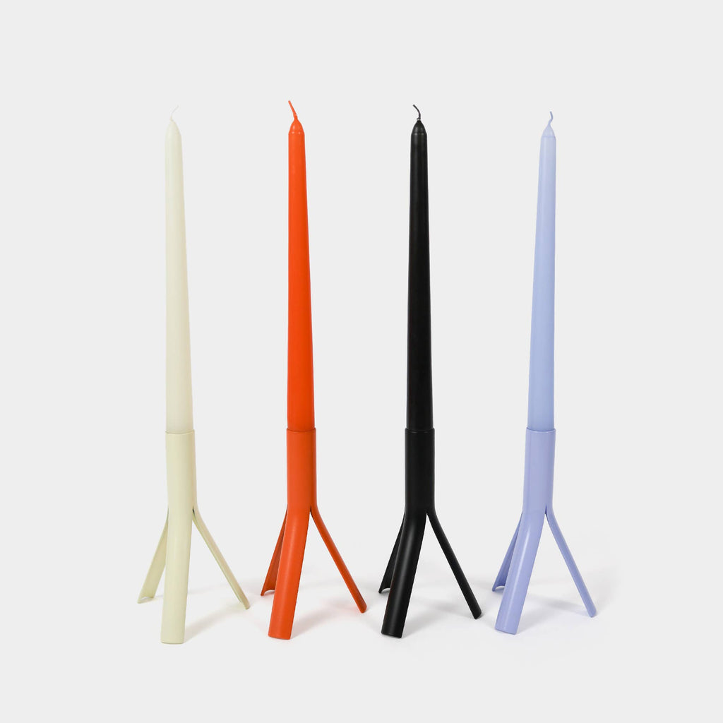 Rocket Taper Candle Holder by Lex Pott - 6.5"H, Black, steel