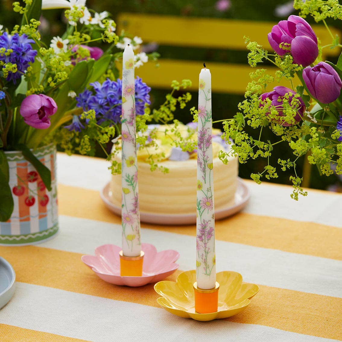 Colored Enamel Flower Shaped Candle Holders | Mothers Day Gifts |