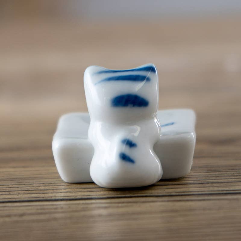 Cat and Fish Porcelain Chopsticks Rest 1.75"L