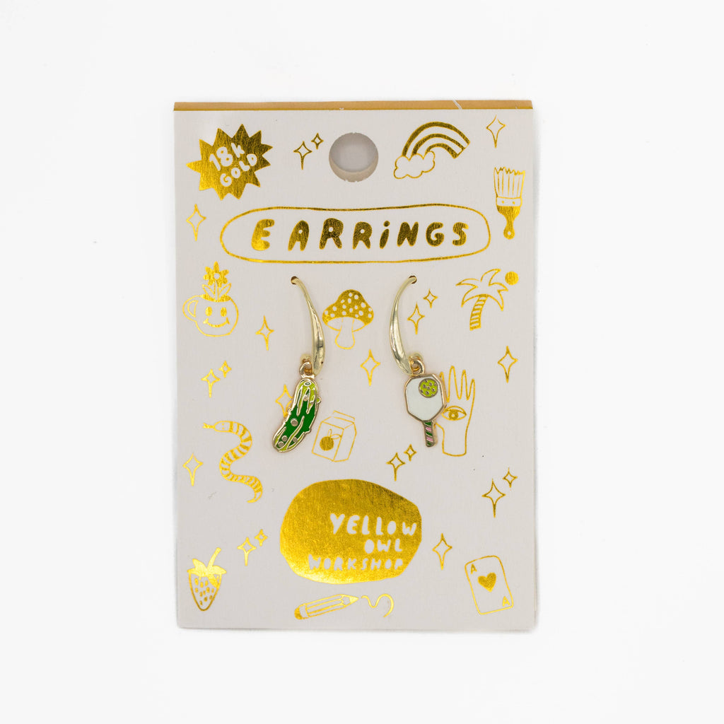 Pickleball Earrings - Gold Sporty Statement Jewelry