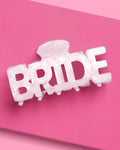 Bride Word Claw Clip | white marble, bridal hair, bach party