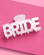 Bride Word Claw Clip | white marble, bridal hair, bach party