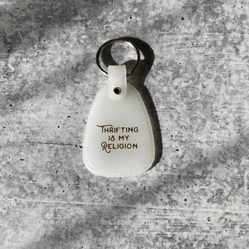 Thrifting Is My Religion Saddle Keychain