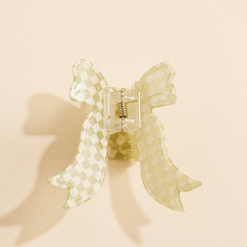 Bow-Shaped Checkered Acetate Hair Claw Clip