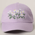 Daisy Bloom Embroidered Cotton Baseball Cap