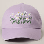 Daisy Bloom Embroidered Cotton Baseball Cap