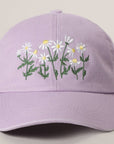 Daisy Bloom Embroidered Cotton Baseball Cap