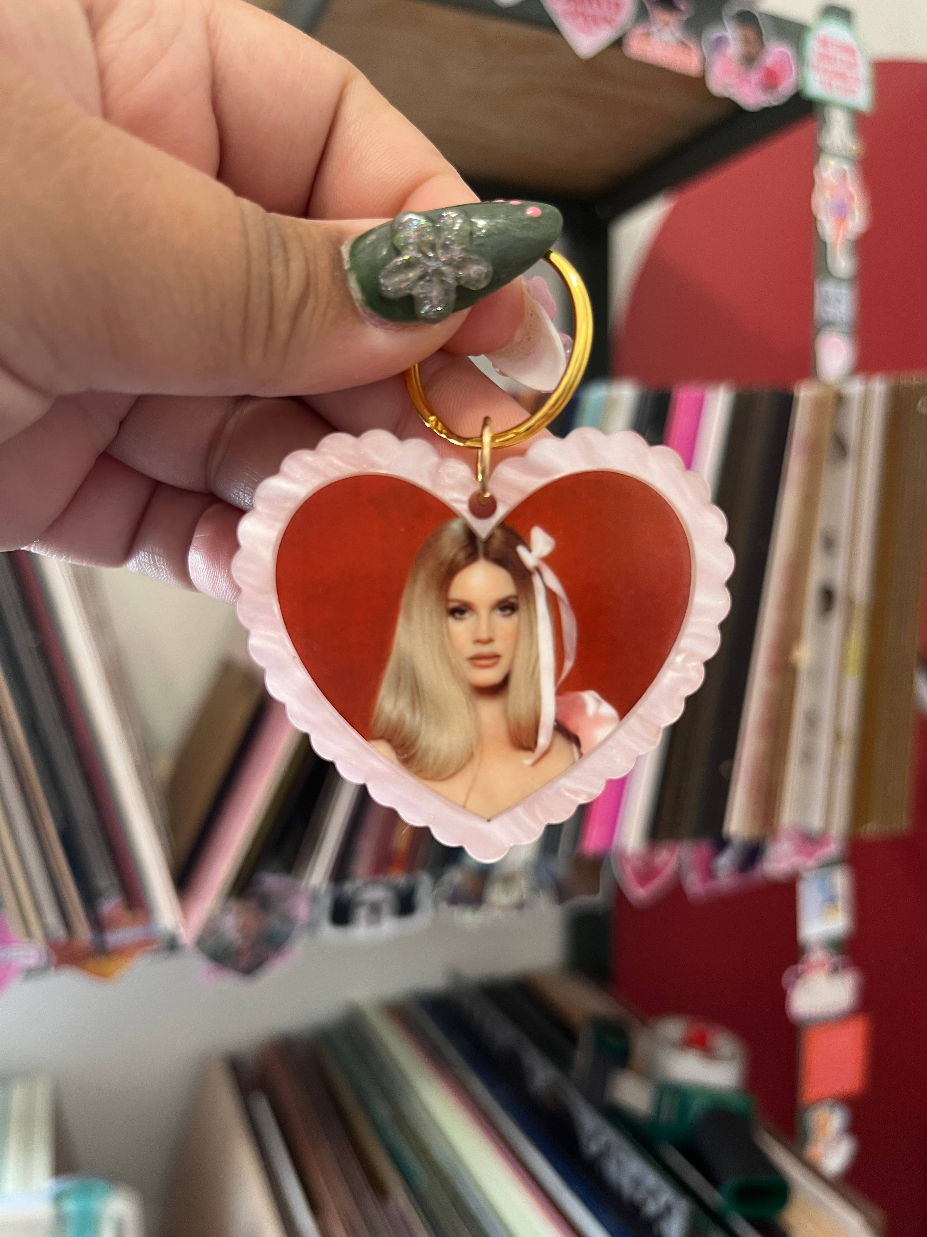 Lana Del Rey Heart Shaped Celebrity Keychain Keyring 