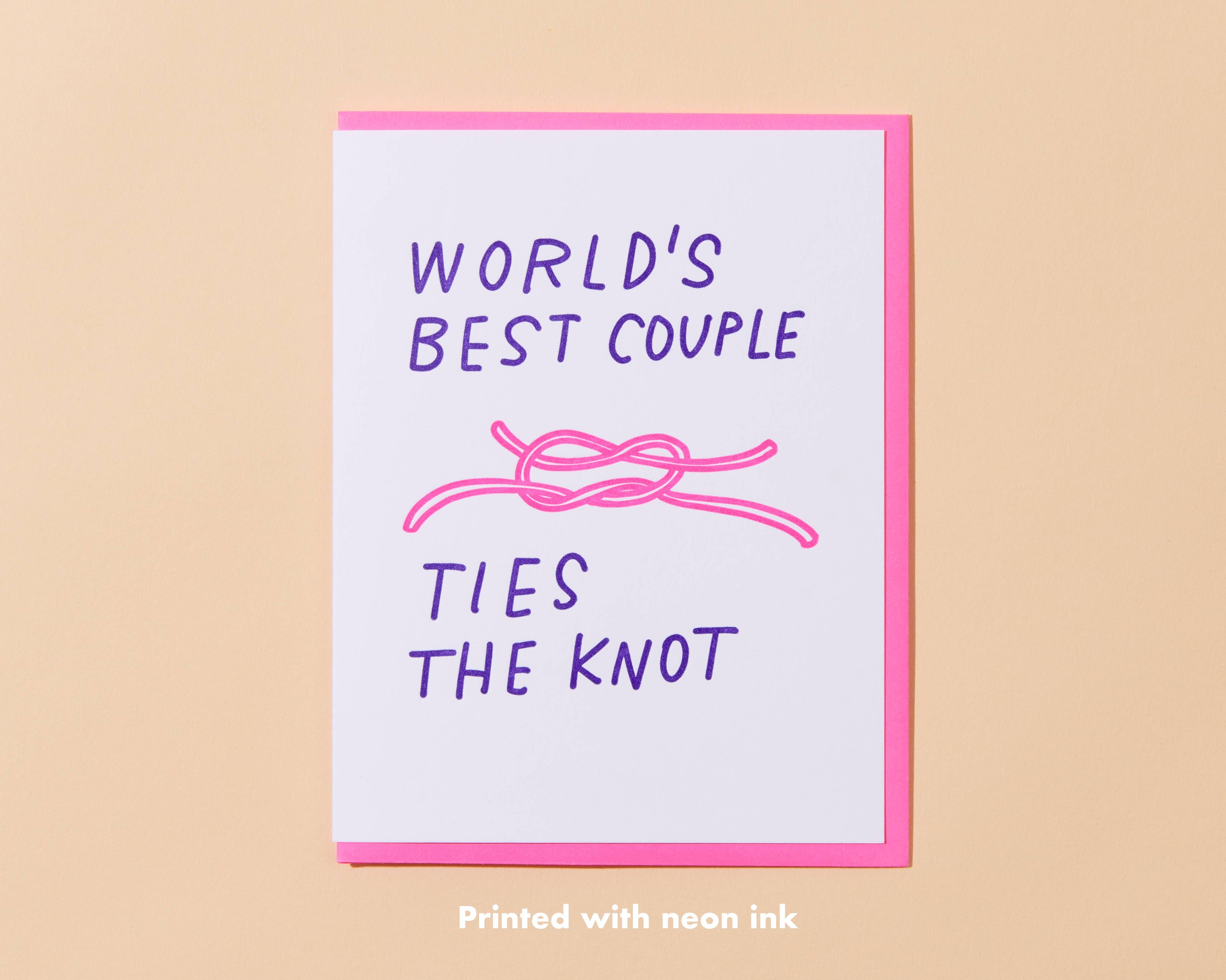 Ties the Knot Wedding Letterpress Greeting Card