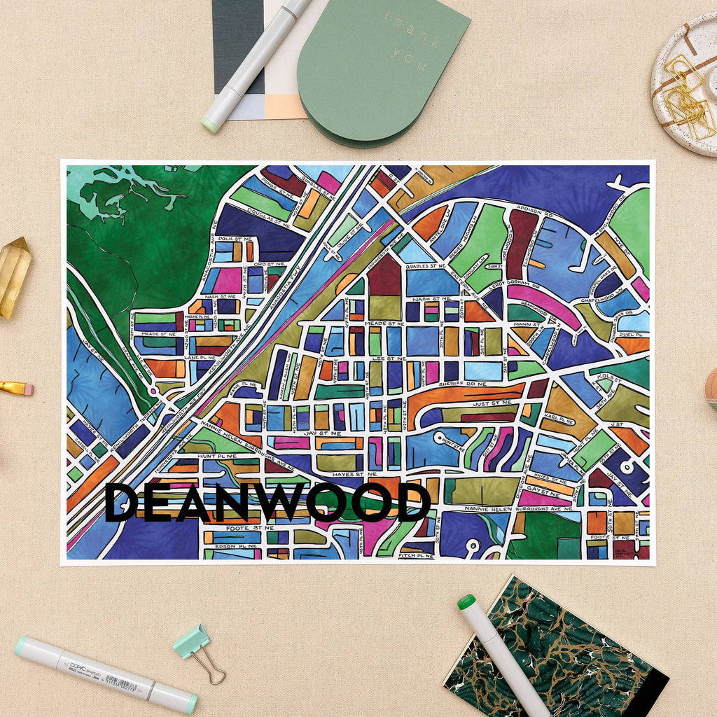 Deanwood Map Art Print