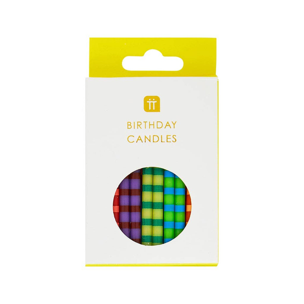 Striped Multicolor Candles - 24 Pack | Cake Candle |