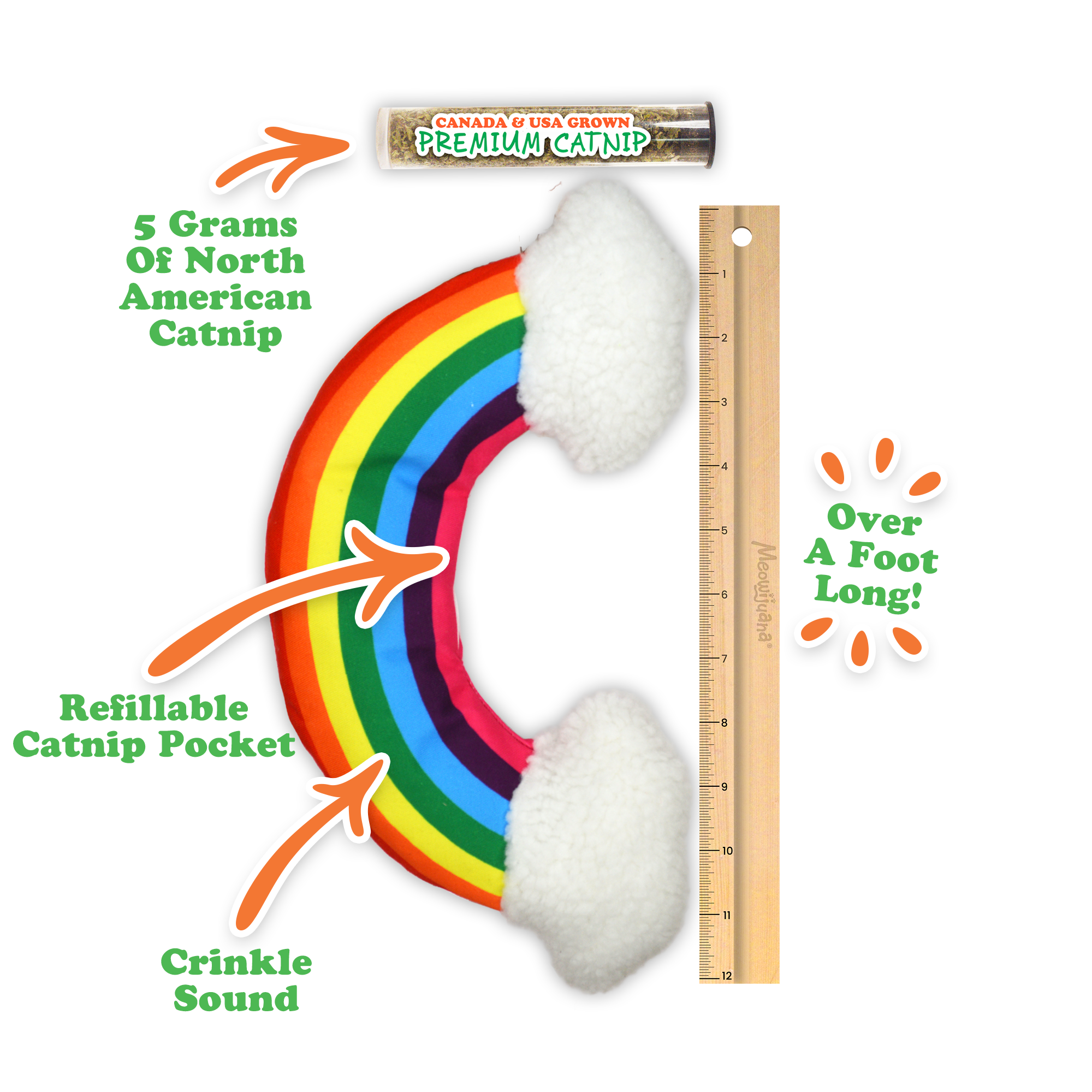 Get Kickin' Rainbow Kicker Refillable Cat Toy