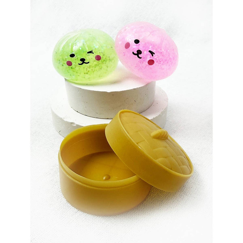 Mini Glittered Dumpling Squishy with Steamer