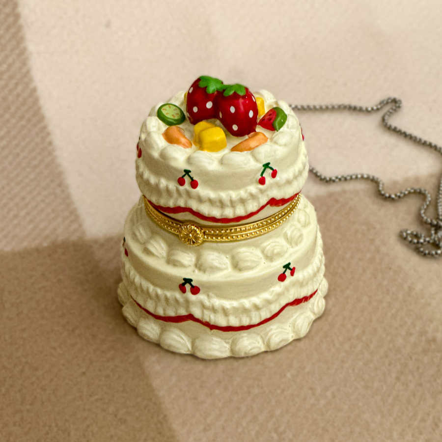 Fruit Cake Hand Painted Trinket Box