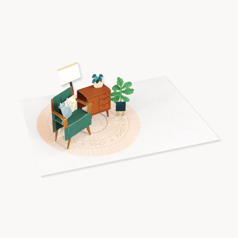 Dwell Mid-Century Gold Foil Green Flocking Greeting Card