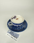 Lavender - Organic Soy Wax Candle, Blue China Teacup and Saucer