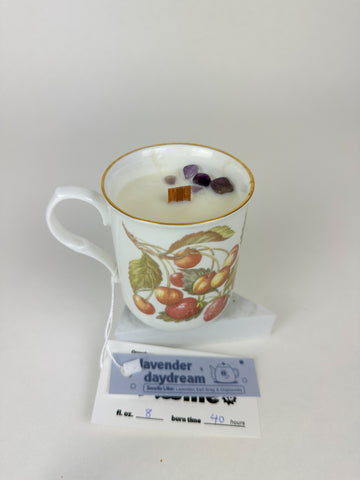 Lavender - Organic Soy Wax Candle, Vintage Fruit Mug