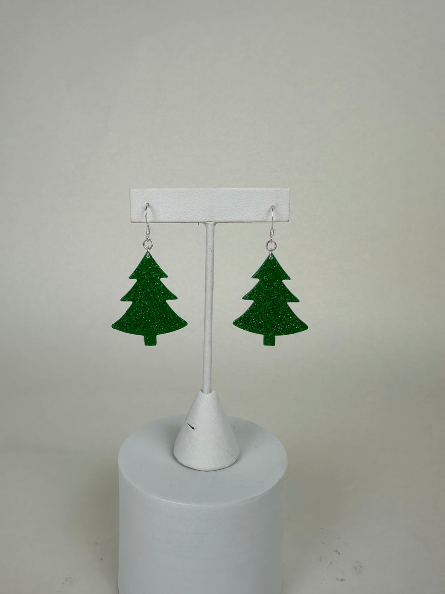 Green Xmas Trees - Holiday Earrings