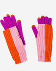 Chunky Colorblock 2-in-1 Gloves - Pink