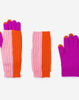 Chunky Colorblock 2-in-1 Gloves - Pink