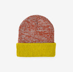 Colorblock Plush Knit Beanie - Jade Rust