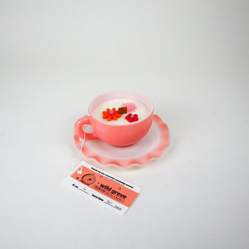 Vintage Pink Teacup Wild Grove Scent Soy Candle