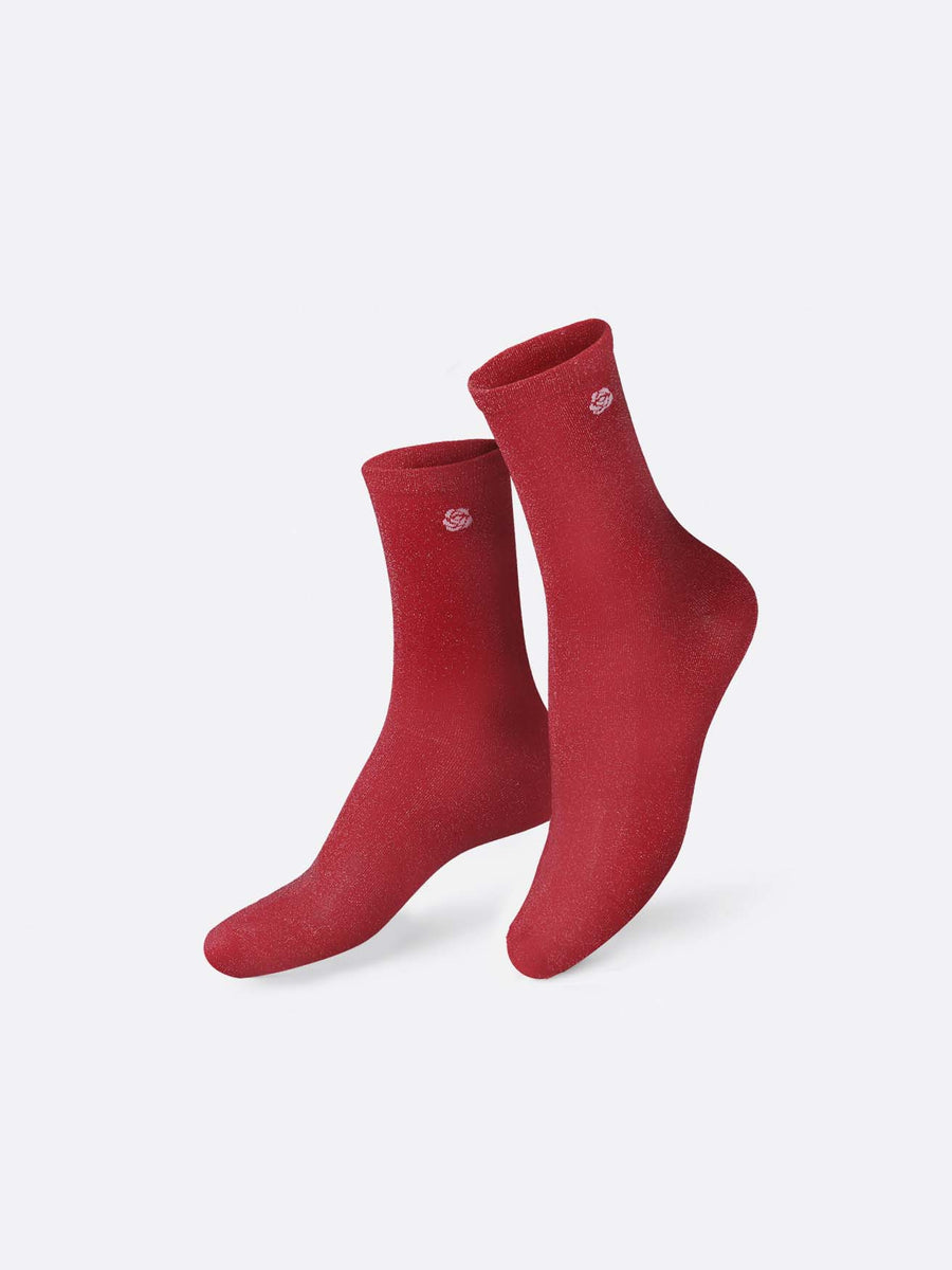 Pretty Rose Socks - Red