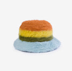Fur Stripe Bucket Hat - Stone Blue Moss